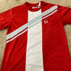Sergio Tacchini Red and White Tennis Shirt